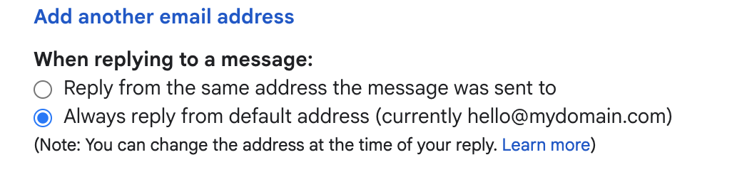 Gmail sender setting